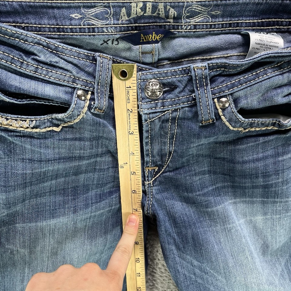 Ariat Jeans Womens 29S Blue Amber Low Rise Bootcut Studded Stretch Fade ...
