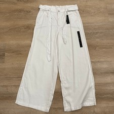 Banana Republic High Rise Wide Leg Paperbag Pants Women's 12 White Belted NWT