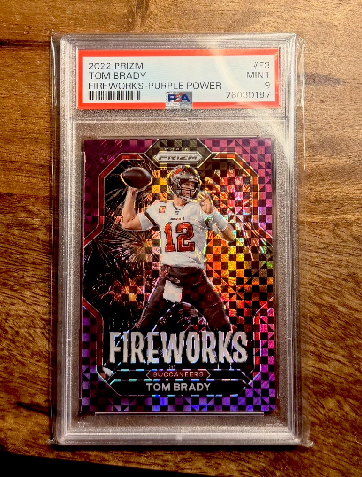 2022 Panini Fireworks Purple Power #F3 Tom Brady 1/49 PSA 9 First Print 