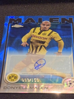 Donyell Malen Auto /150 Blue Refractor 2024-25 Topps Chrome UCC #CA-DM Dortmund