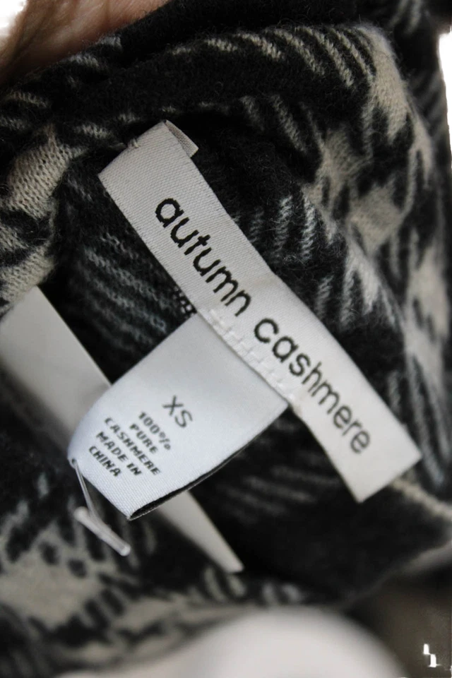 Otoño Cachemira Mujer Cachemira Manga Larga Cuadros Cuello Simulado Top Negro Talla XS Foto 4 de 4