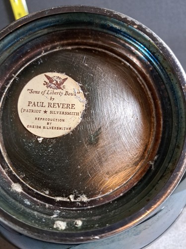 Sons of Liberty Bowl Paul Revere Patriot Silversmith Repo By Oneida #1948Metals - Picture 2 of 4