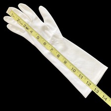 Vtg Women's Gloves White Stretch Nylon Embroidered Starburst Rockabilly VLV