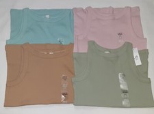 Lot Of 4 Gap Kids Ribbed Tank Tops Beige Pink Aqua Green Girls S 6 7 NWT New