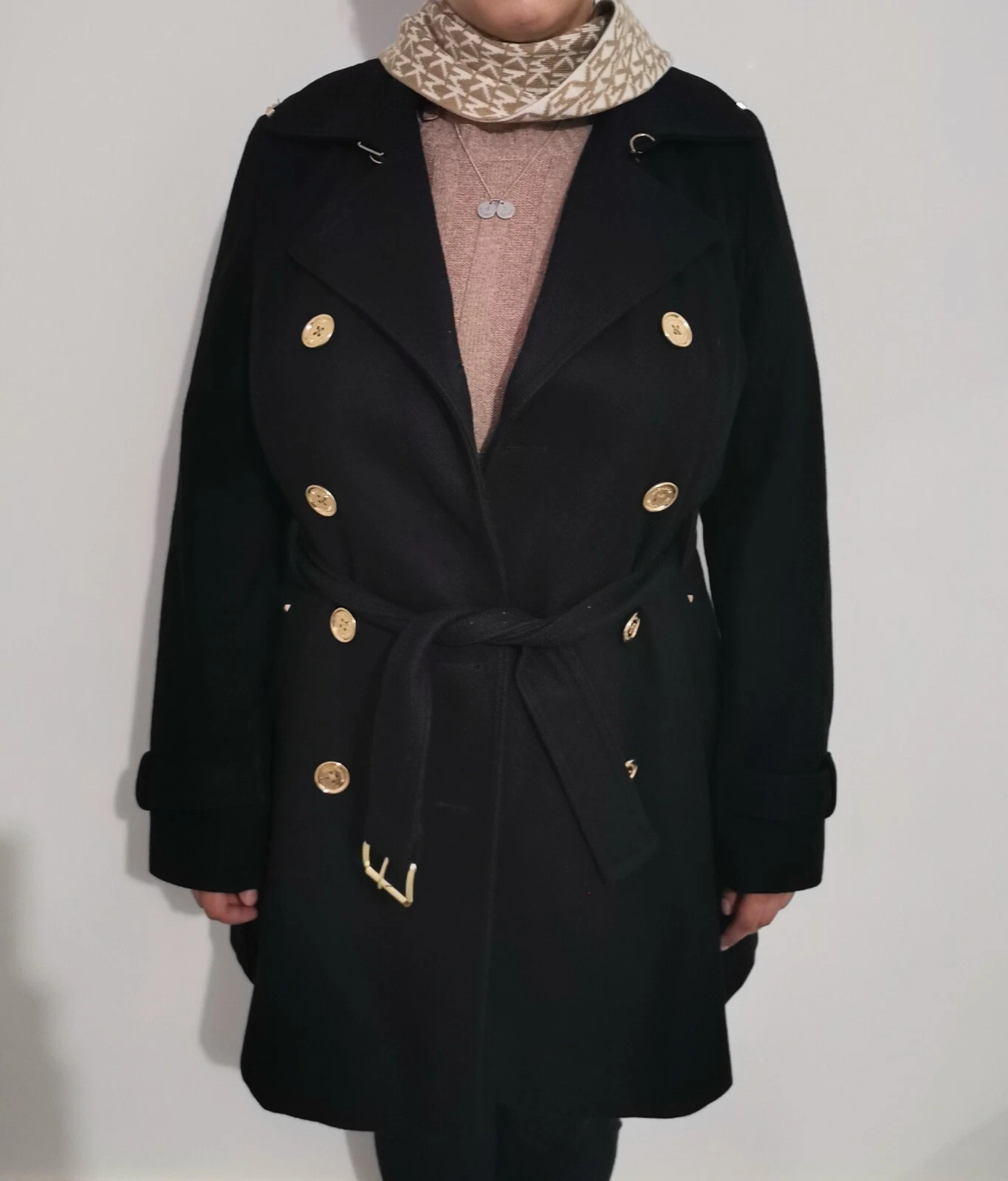 Cappotto donna MICHAEL KORS nero lana spessa taglia 14UK