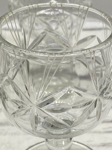 4 Vintage Retro Cut Glass Pattern Crystal Stemmed Shot Glasses Barware - Picture 5 of 6