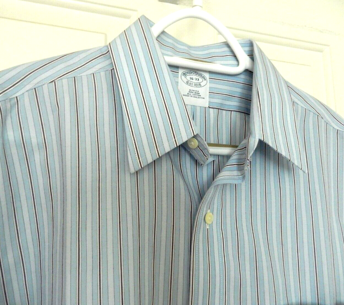 Brooks Brothers 100% Breathable Cotton Non-Iron Shirt-16 slim