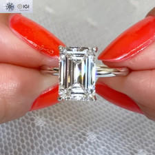 F VS1 IGI 1.85Ct Emerald Lab Grown Diamond Engagement Ring In Solid 950 Platinum