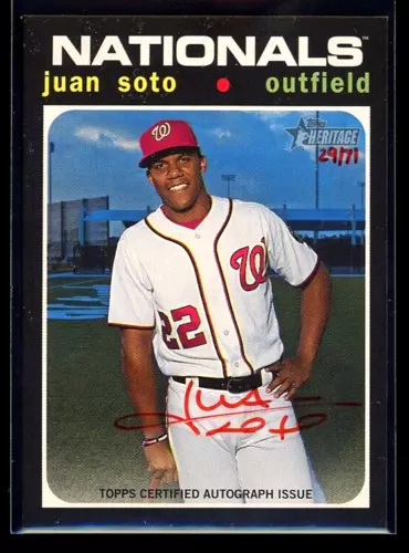 Juan Soto 2020 Topps Heritage Real One Red Ink /71 Auto ROA-JS Color Match!