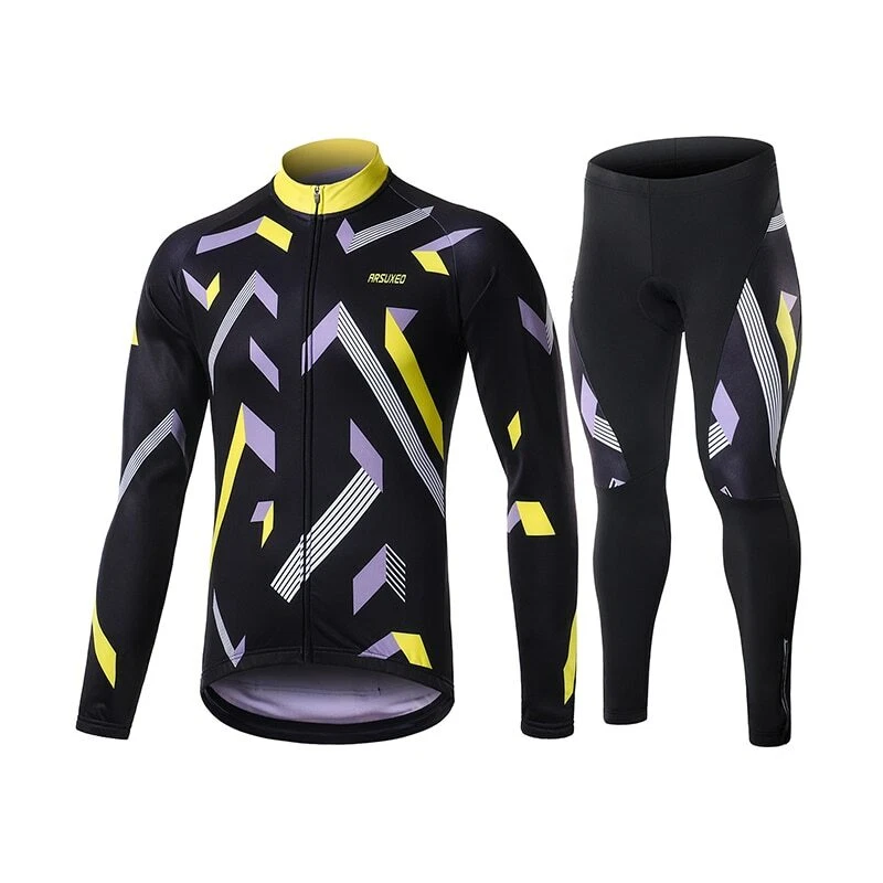 Мужские зимние тепловые велосипедные майки комплект горный велосипед брюки MTB велосипедные костюмы - Изображение 3 из 4