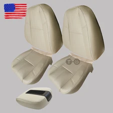 For 07-14 Chevy Tahoe GMC Sierra Driver & Passenger Bottom & Top Seat Cover Tan