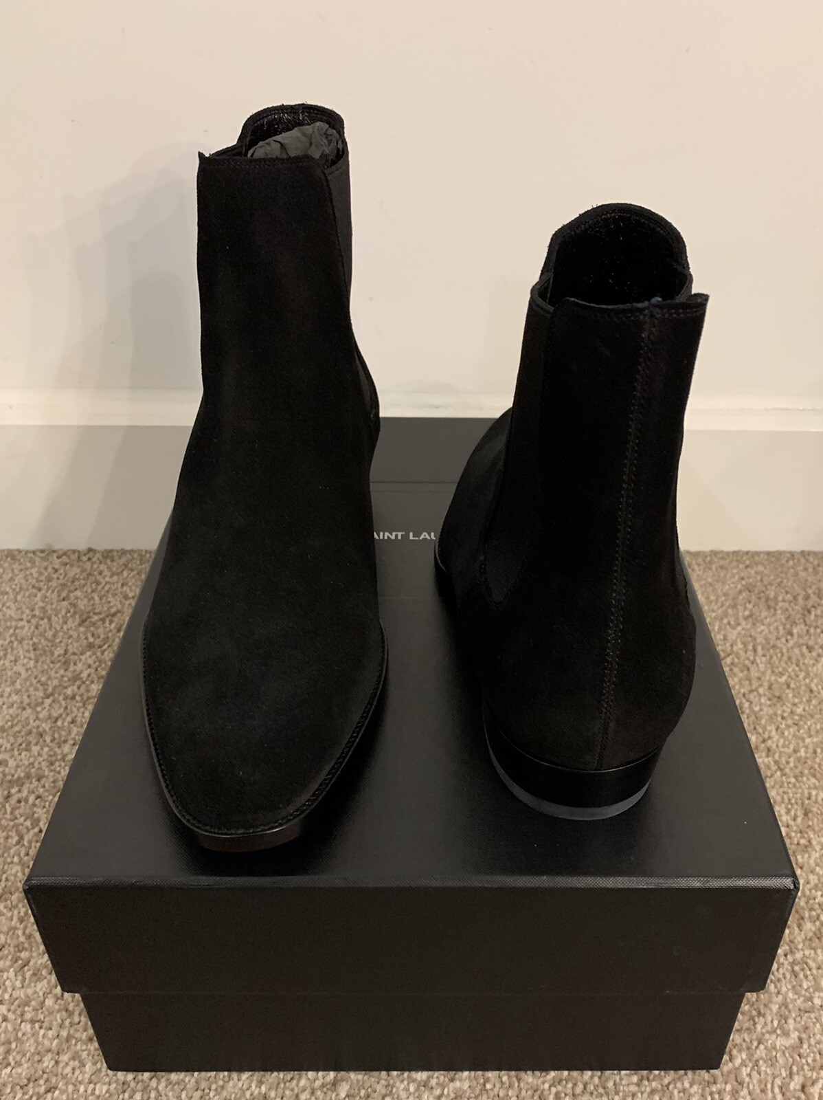 Stivali Chelsea da uomo Saint Laurent pelle scamosciata nera UK9 5 EU43 5 £900 NUOVI CON ETICHETTE in vendita £795