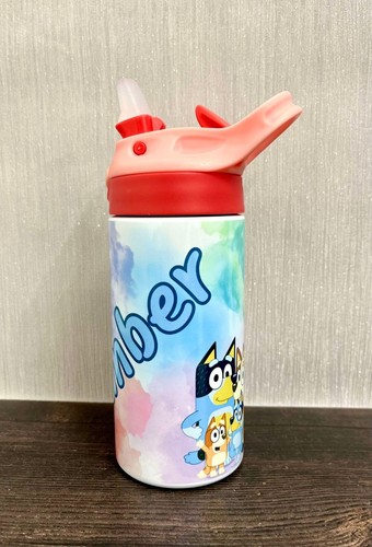 PERSONALISED Bluey Bingo KIDS Flip Top Stainless Steel Bottle Choose your colour - Picture 4 of 8
