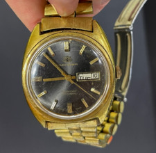 Vintage Bucherer Mens Automatic Weekday Watch m.30.163 ~ Swiss, Runs!