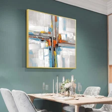 Abstract Coloful Geometric Hand Painted Oil Painting On Canvas Minimalist Moder