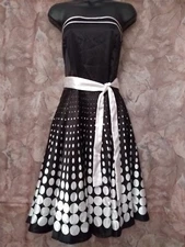 Ruby Rox Black Strapless Dress White Polka Dot Pleated Skirt Lined size 3