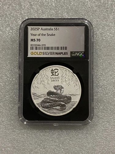 2025 Australia Lunar Snake 1 oz .999 Silver Coin NGC MS 70 ~ Black Core