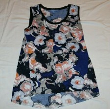 Vera Wang - Women's Floral Loose Flowy Blue Tank - sz S