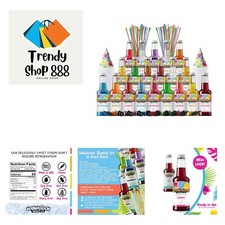 Party Kit with 20 Syrup Flavors in 16oz. Bottles, 200 Snow Cone Cups, 200 Spo...