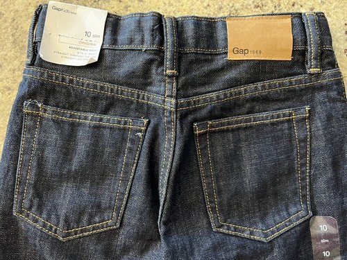 BOYS GAP KIDS 10 SLIM ORIGINAL JEANS DARK WASH ADJUSTABLE WAIST STRAIGHT LEG - Picture 6 of 10