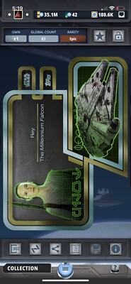 Topps Star Wars Card Trader Galactic Transit Rey/Falcon Digital Epic 83cc!