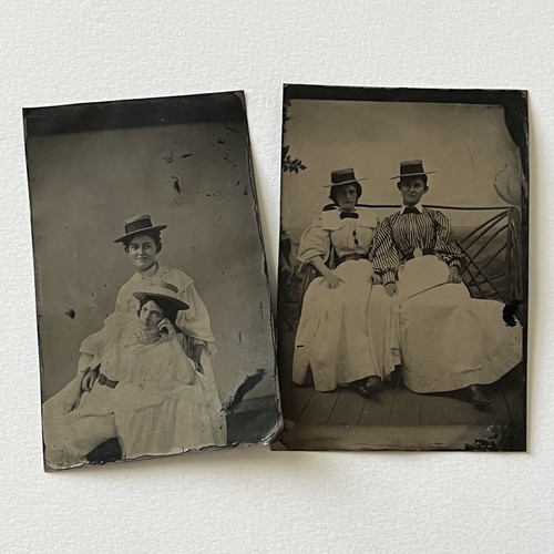 Antique Tintype Photograph Beautiful Affectionate Young Women Sapphic WLW - Picture 1 of 14