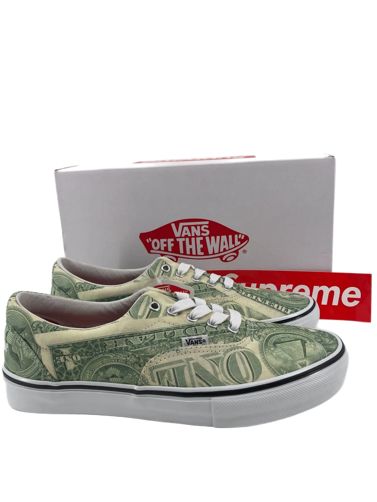 Baskets Vans Supreme Green Money   Édition limitée, États Unis taille 10