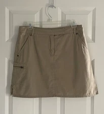 Herman Geist Skort Skirt Shorts Sz 4 Tan Ripstop Sport Cotton Cargo Pocket Y2K
