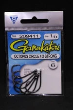 Gamakatsu Octopus Hooks Circle 4X Strong Straight Eye - Size 1/0 - Pack of 6