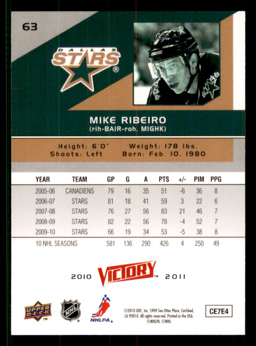 2010-11 Upper Deck Victory - Mike Ribeiro #63 for sale online | eBay