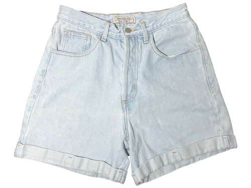 Vintage 80s Guess Jean Shorts Size 31 Denim Mom High Waist Cuffed Light Wash USA