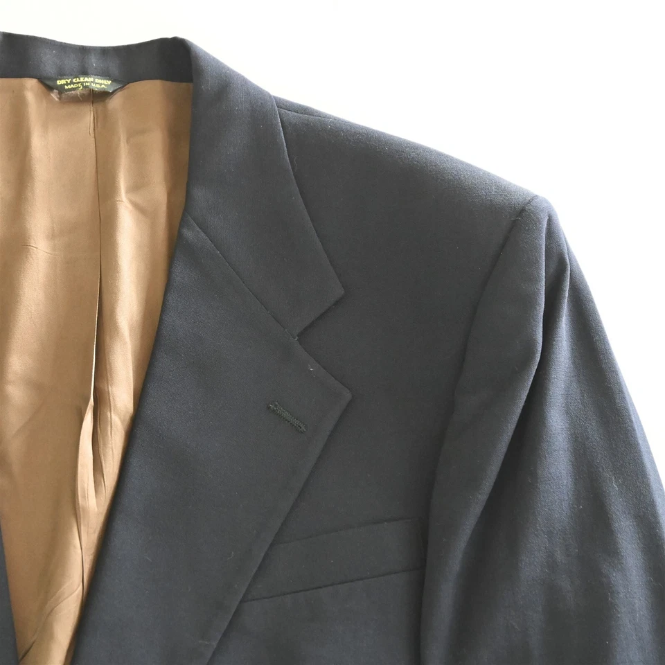 Casaco esportivo vintage Bill Blass 44S azul marinho botão dourado 100% lã blazer - Imagem 2 de 4