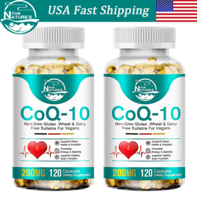 (2 Pack)CoQ 10 CoEnzyme Q-10 200mg Support Heart Health,High Potency 240 Capsule