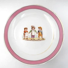 ANTIQUE FOOTED 8" ROUND COMPOTE PLATE WITH GOLD GILTED EDGE