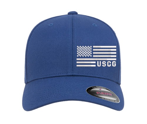 United States Coast Guard American Flag Side Embroidered Flexfit Hat - Picture 36 of 37