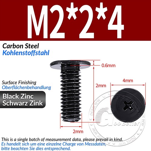 M1.2 M1.4 M1.6-M6 Black Steel CM Phillips Ultra Thin Flat Wafer Head Screw Bolt - Picture 113 of 187