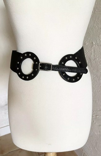 By Malene Birger Black Leather Studded Belt Size M Rrp$250 - Picture 2 of 6