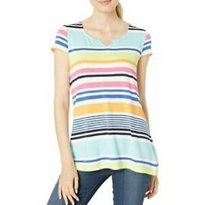 Tribal NWT Printed Striped Jersey Cap Sleeve Top Size XS
