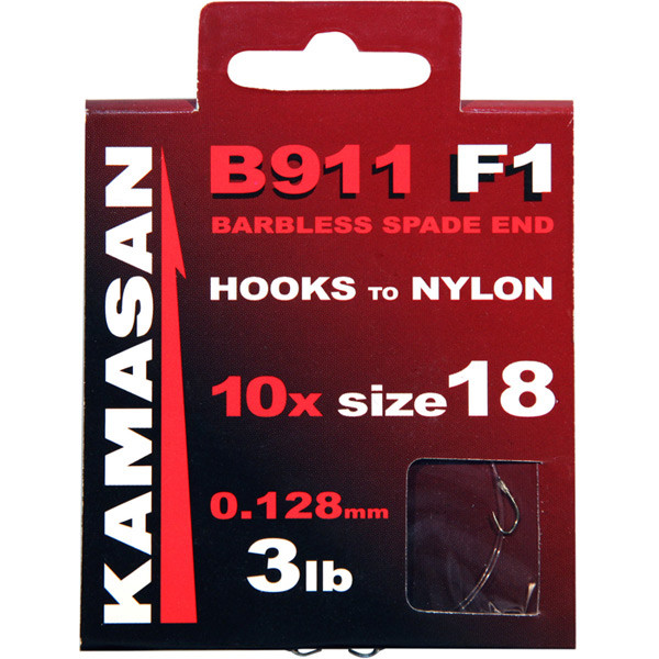 NEW KAMASAN B911 F1 Fishing Hooks to Nylon, Barbless Spade *ALL SIZES