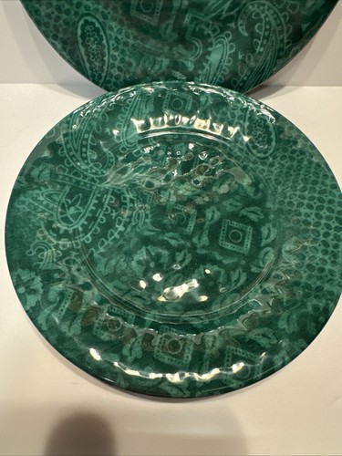 Set of 4 Southern Living Melamine Plates Green Exclusively Dillard's NEW - Picture 2 of 6