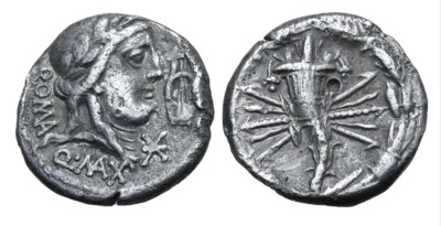 Sulla restoration  issue of Q. Fabius Maximus AR Denarius.82-80 Bc. Roman Empire
