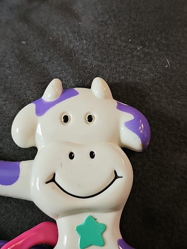 Cow Baby Rattle Toy 90s Decor Purple With Green Star - Picture 2 of 8