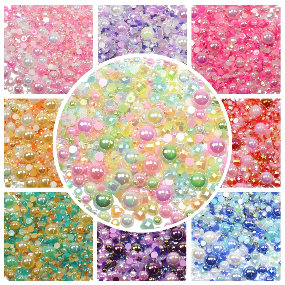 TWINKLE TROVE THEMED MIX Iridescent AB Pearl Diamantes Rhinestones Embellishment Decoden Craft