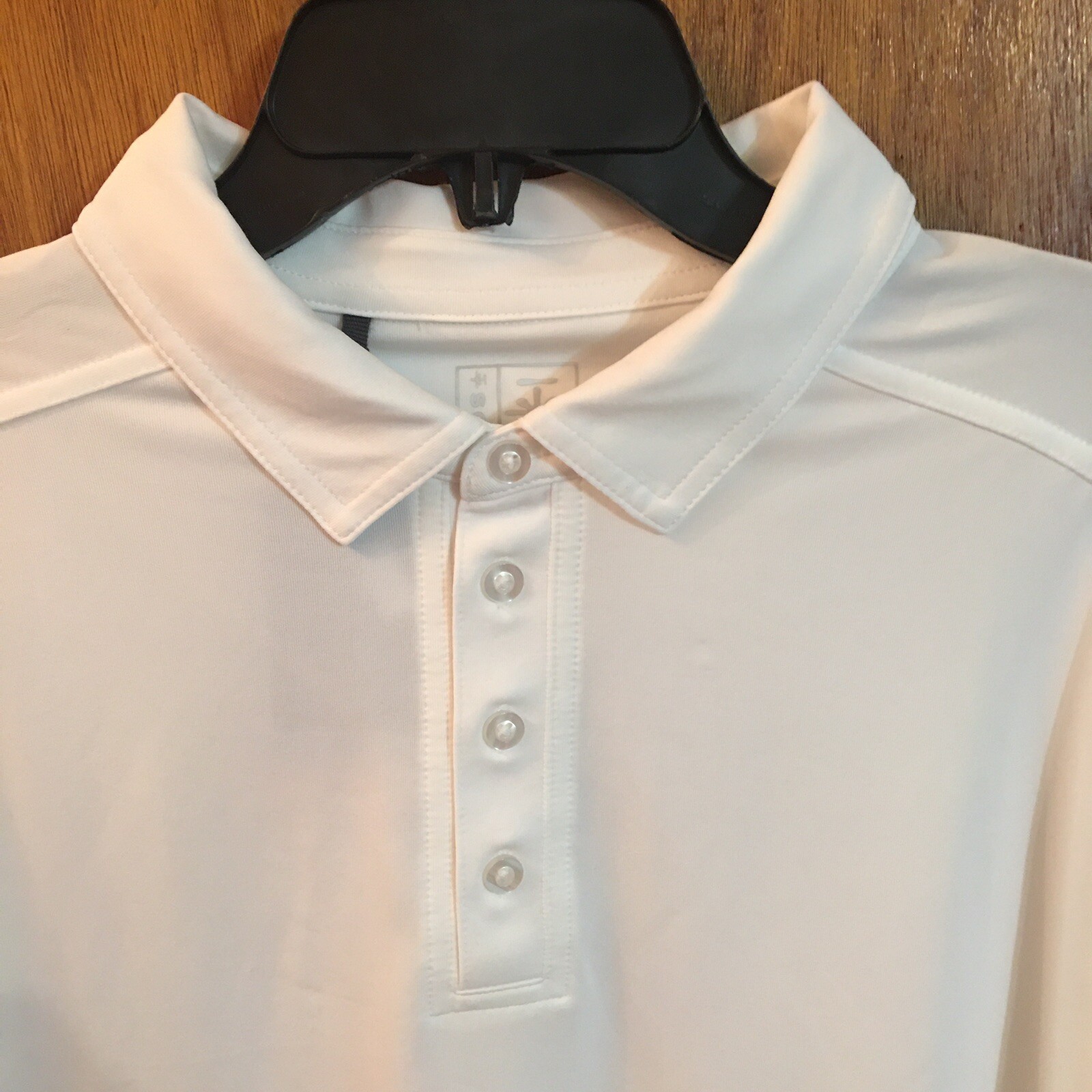 Mens White Polo Golf Shirt Moisture Wicking Short Sleeve Stretch Size S