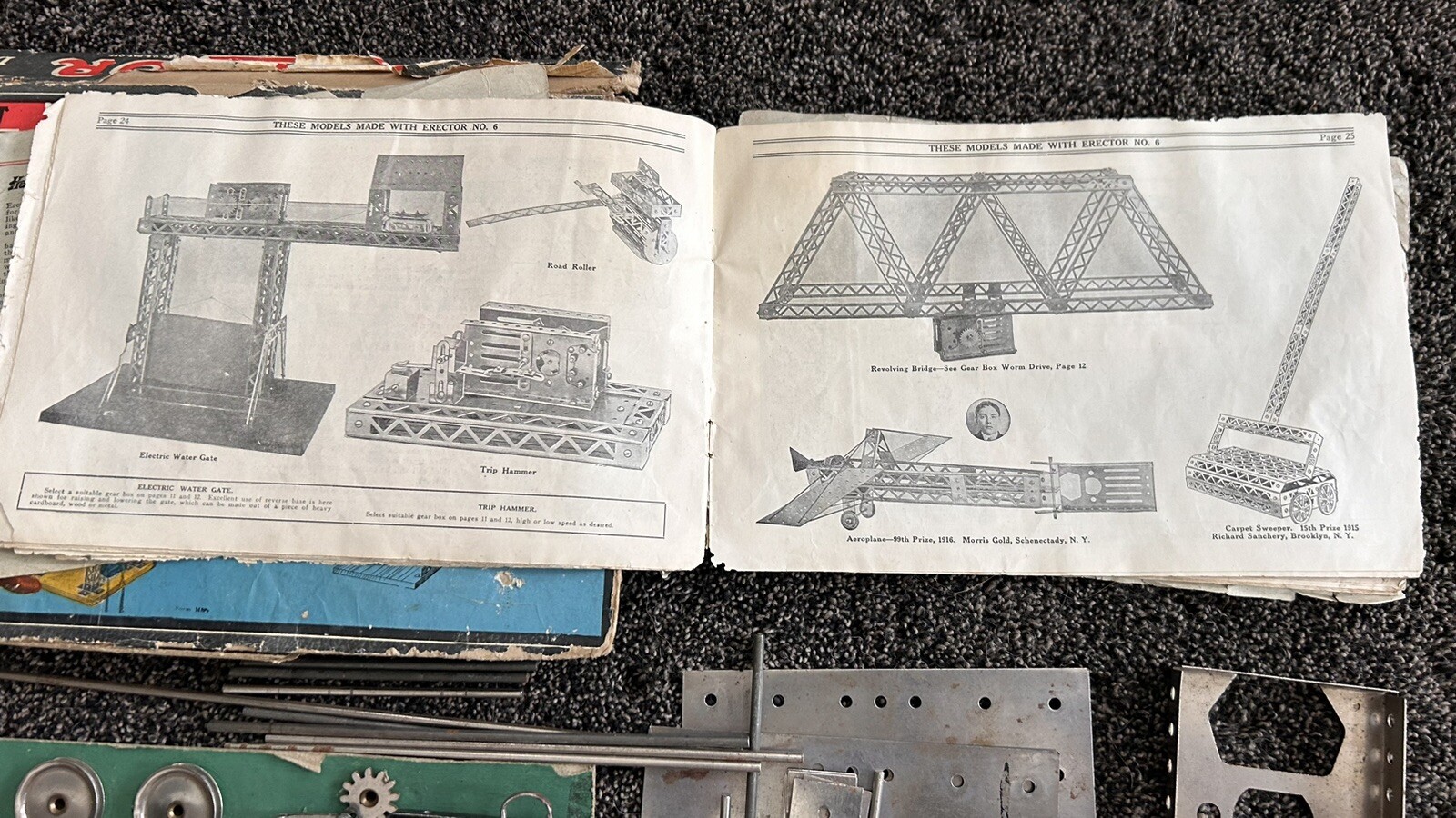 1923 Gilbert Erector Set #4 Only Set W/ Paper Top Wood Case Appears ...