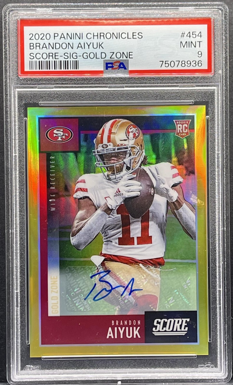 Brandon Aiyuk Panini Chronicles Score #454 Signature-Gold Zone