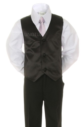 Baby Toddler Kid Formal Wedding 6pc Tuxedo Black Boy Suit sz S-20 - Picture 14 of 42