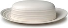 Mikasa Swirl White Matte Ironstone Oval Covered Butter Dish NEW