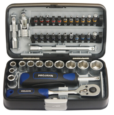PROJAHN 1/4 Zoll Mini Steckschlüssel-Bit-Box 38 Teile 394072 markierte Bits