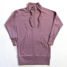 Athleta Women Dogwood Mauve Cozy Karma 1/4 Zip Sweatshirt Dress 511527 XS
